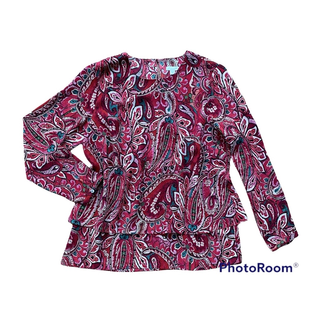 J. Jill Paisley Long Sleeve Tunic Blouse Top
